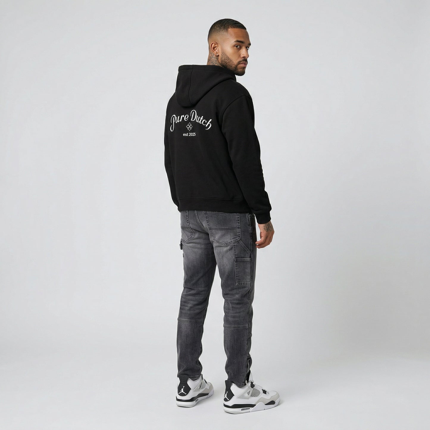Pure Dutch Origin Boxy Zip Hoodie Black