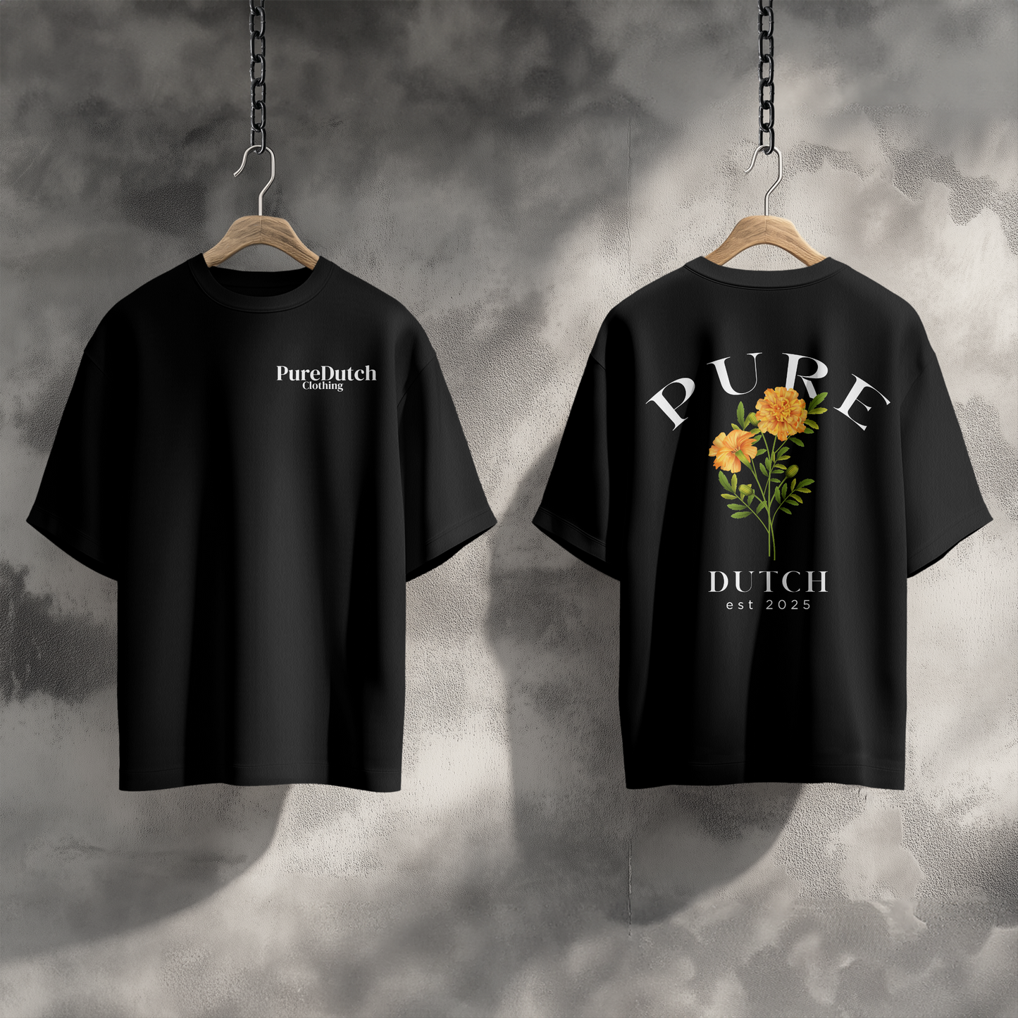 OVERSIZED BLACK TEE PURE FLOWER