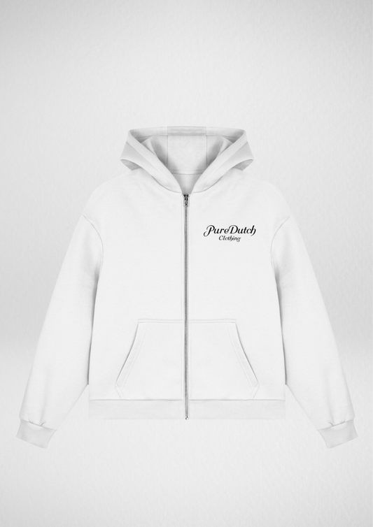 Pure Dutch Origin Boxy Zip Hoodie White