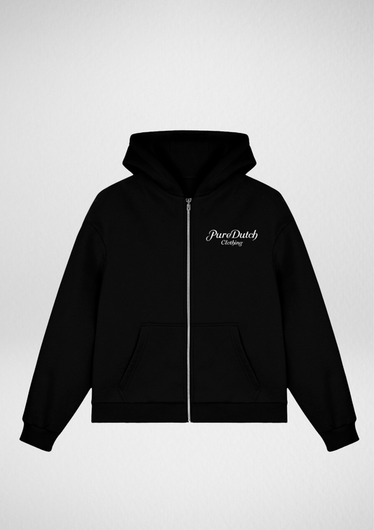 Pure Dutch Origin Boxy Zip Hoodie Black