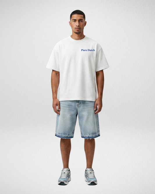 Pure Dutch Palm Escape Tee – White/Blue