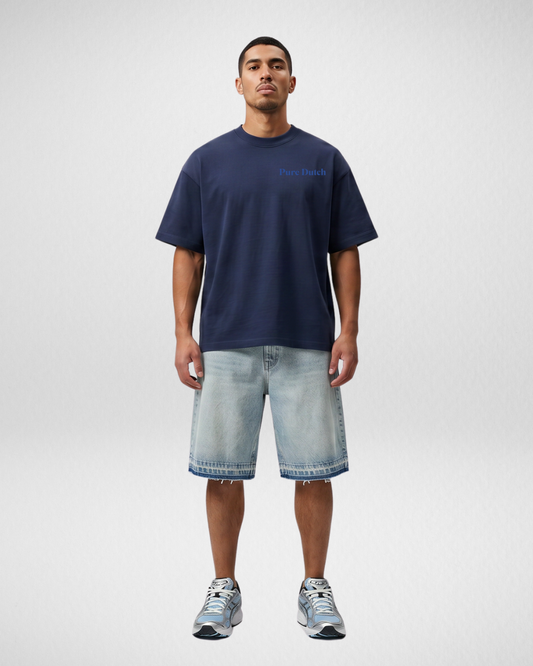 Pure Dutch Palm Escape Tee – Navy/Blue