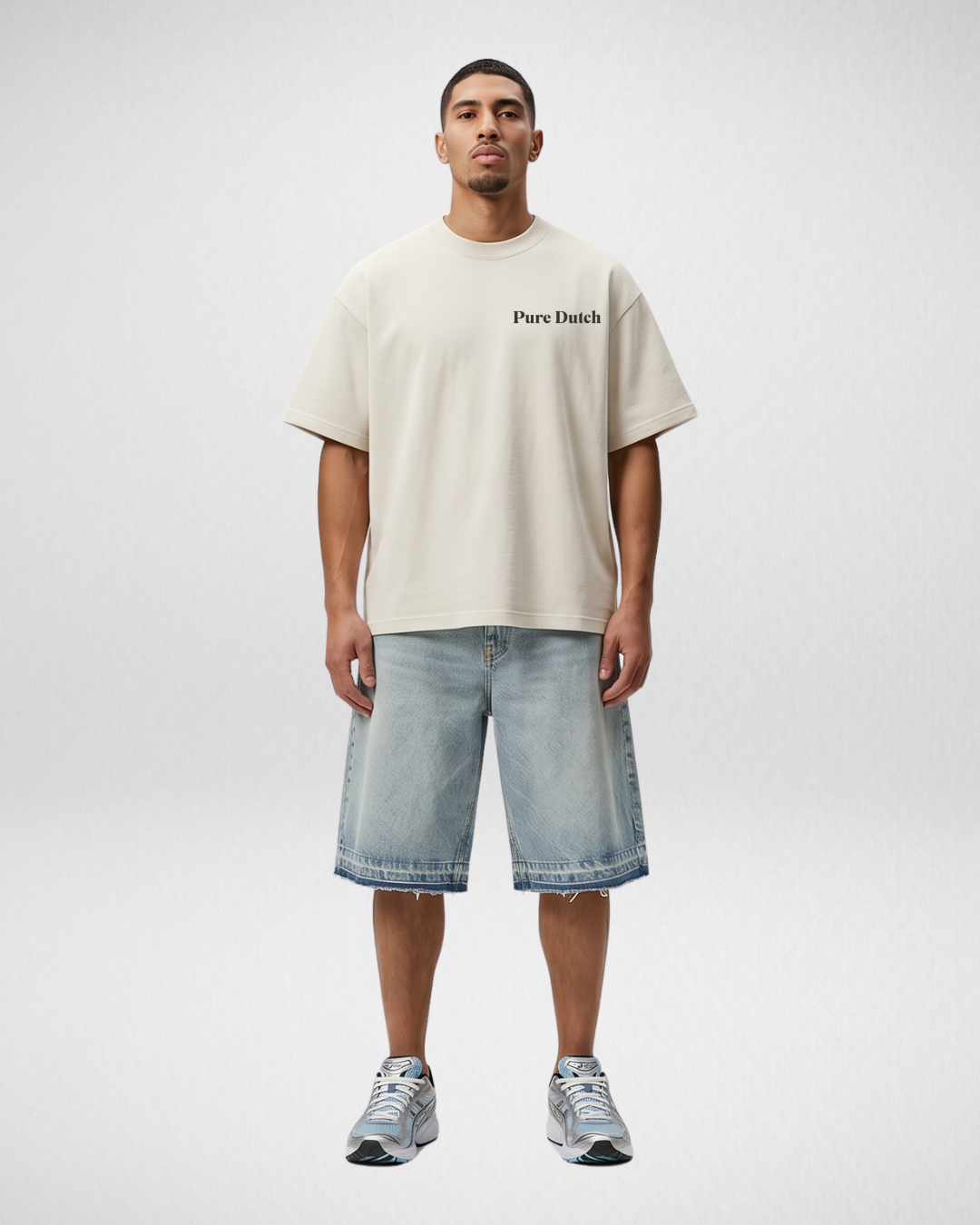 Pure Dutch Palm Escape Tee – Ecru/Tuatara
