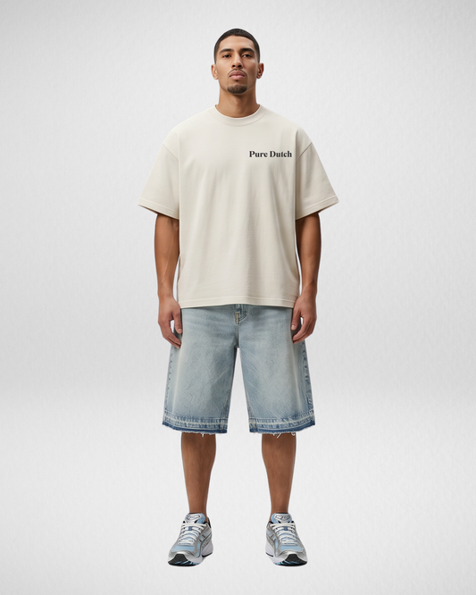 Pure Dutch Palm Escape Tee – Ecru/Tuatara