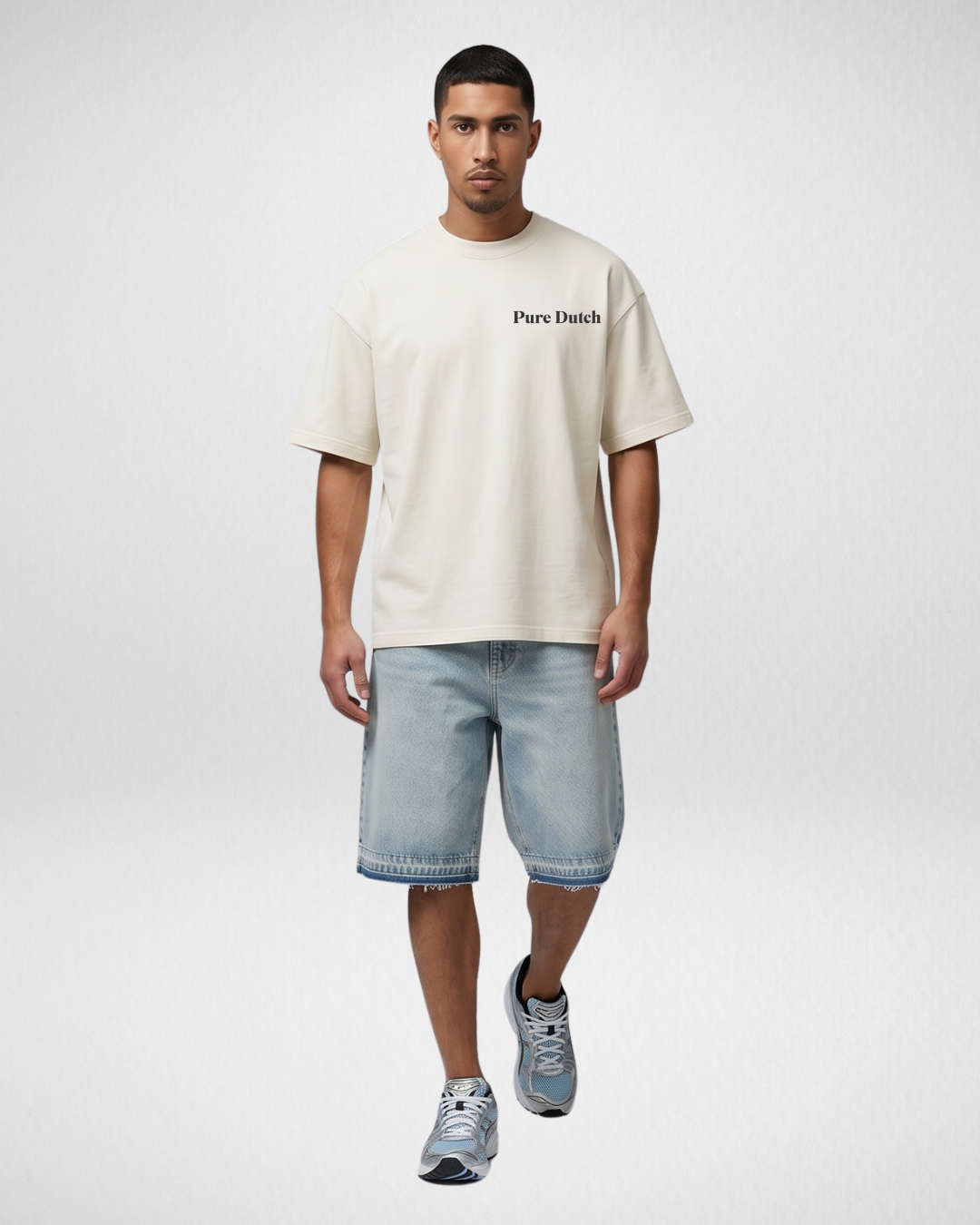 Pure Dutch Palm Escape Tee – Ecru/Tuatara