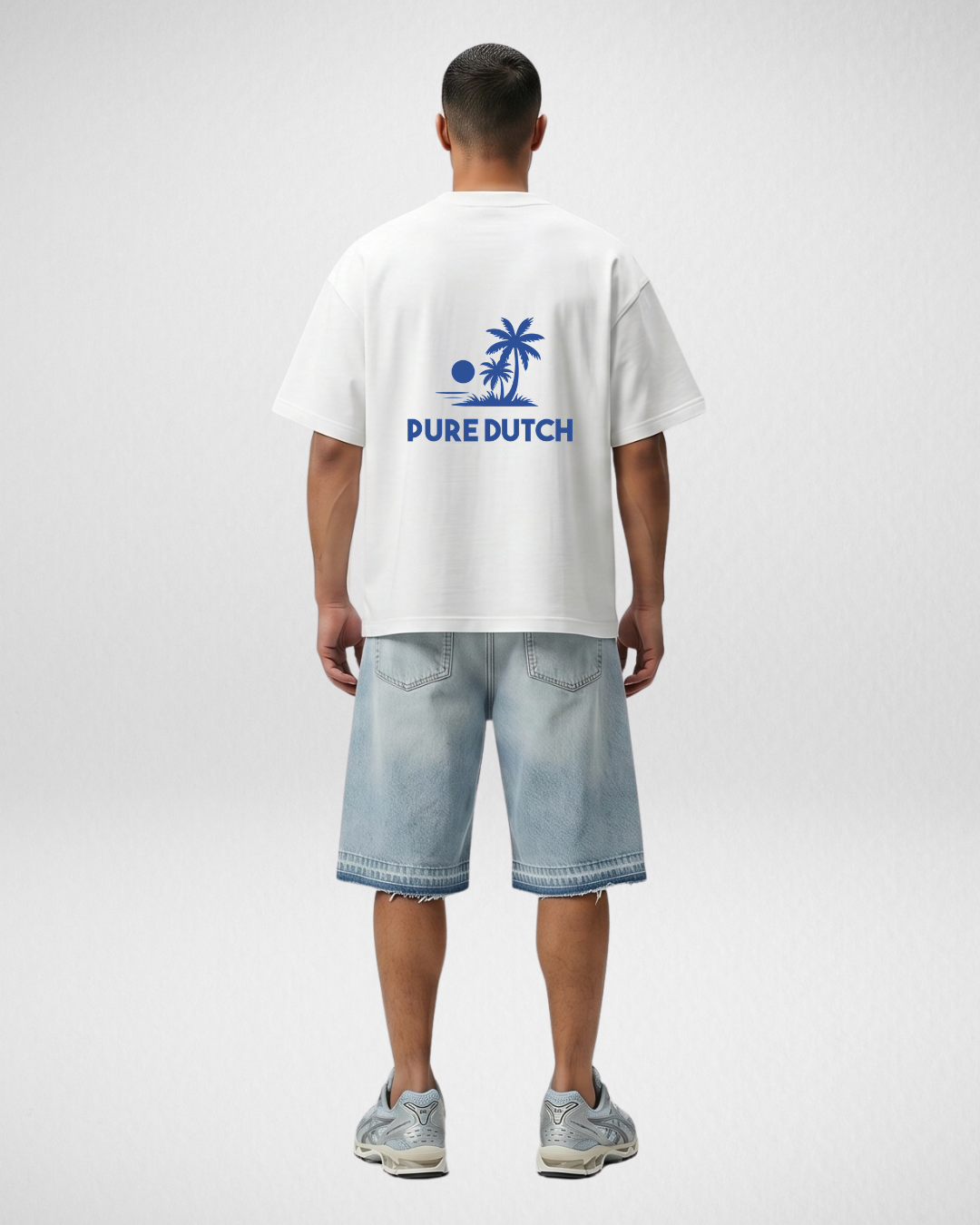 Pure Dutch Palm Escape Tee – White/Blue