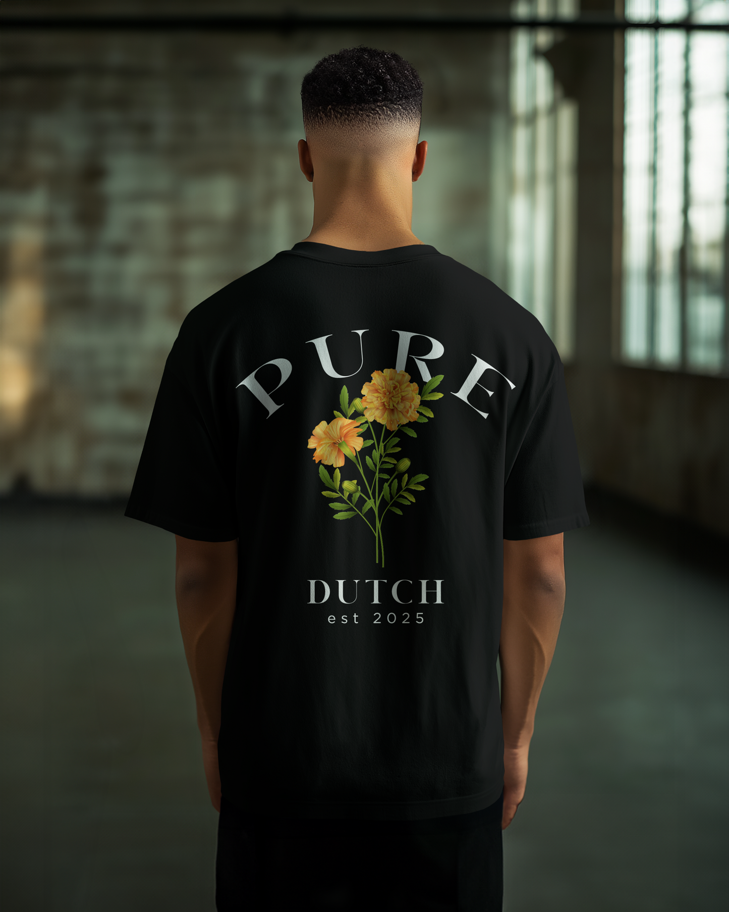 OVERSIZED BLACK TEE PURE FLOWER